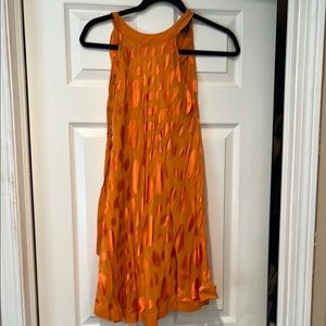 Arden B Orange Pleated Halter Mini Dress